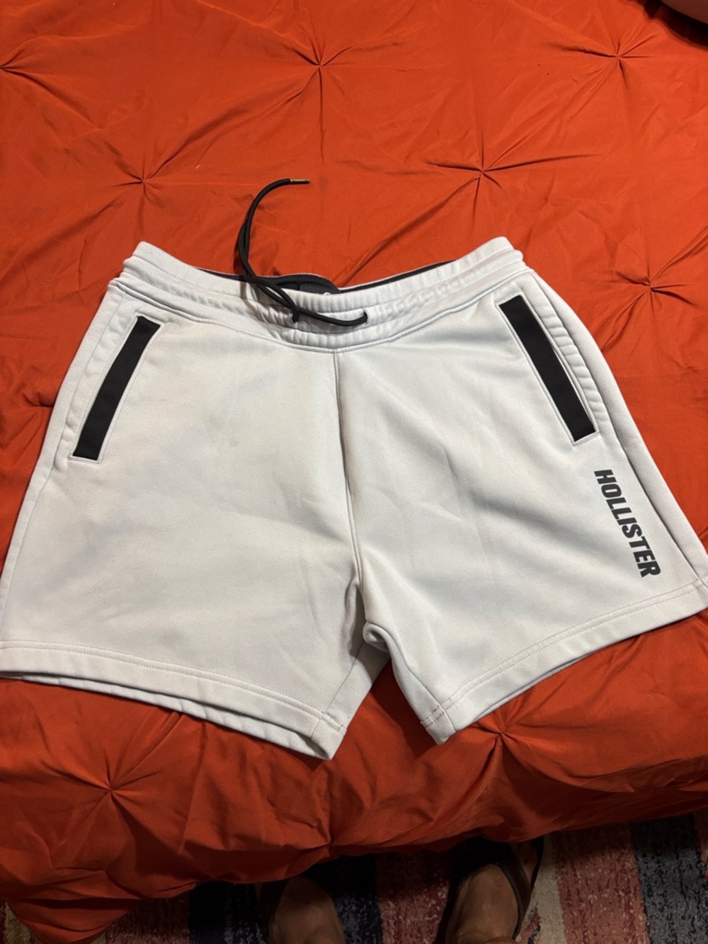 Hollister White Athletic Shorts with Black Trim